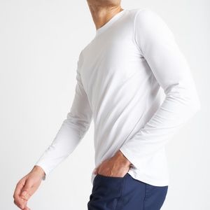 Kit and Ace Pima Long Sleeve Ace Crewneck Tee White Mens Large